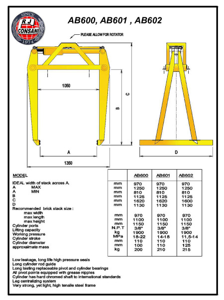 Crane Attachments - Consani Brick Grab 3